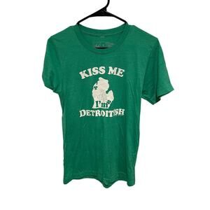 Ink Detroit Kiss Me I'm Detroitish Green Shirt Small St Patricks Day Tee Graphic